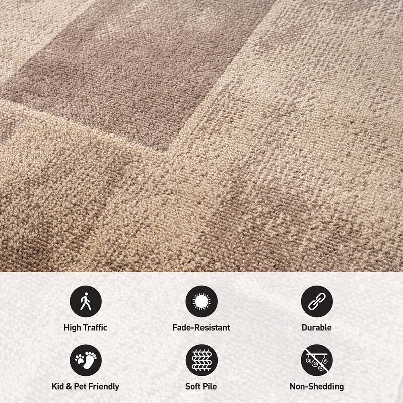 Modern Linear Area Rug for Living Room, Bedroom, or Entryway - Low Pile Indoor Rug