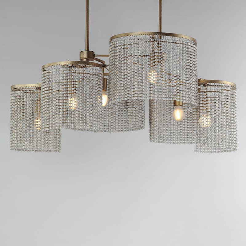 Maxim 22466WWD Fontaine 6 Light 27" Wide Beaded Linear Chandelier