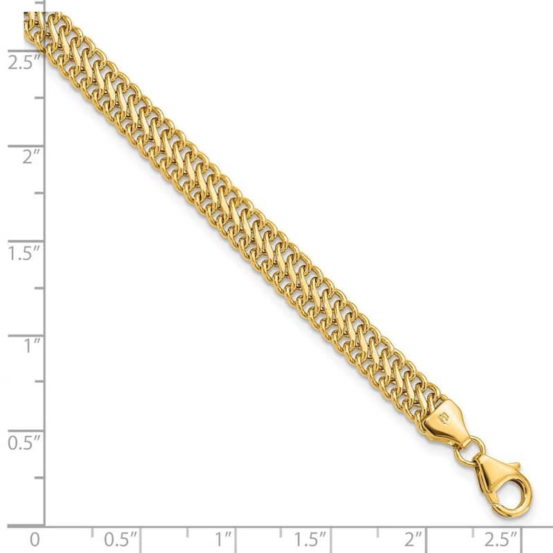 Curata 6.25mm 14k Yellow Gold Hollow Fancy Lobster Closure Polished Bracelet 7.5 Inch