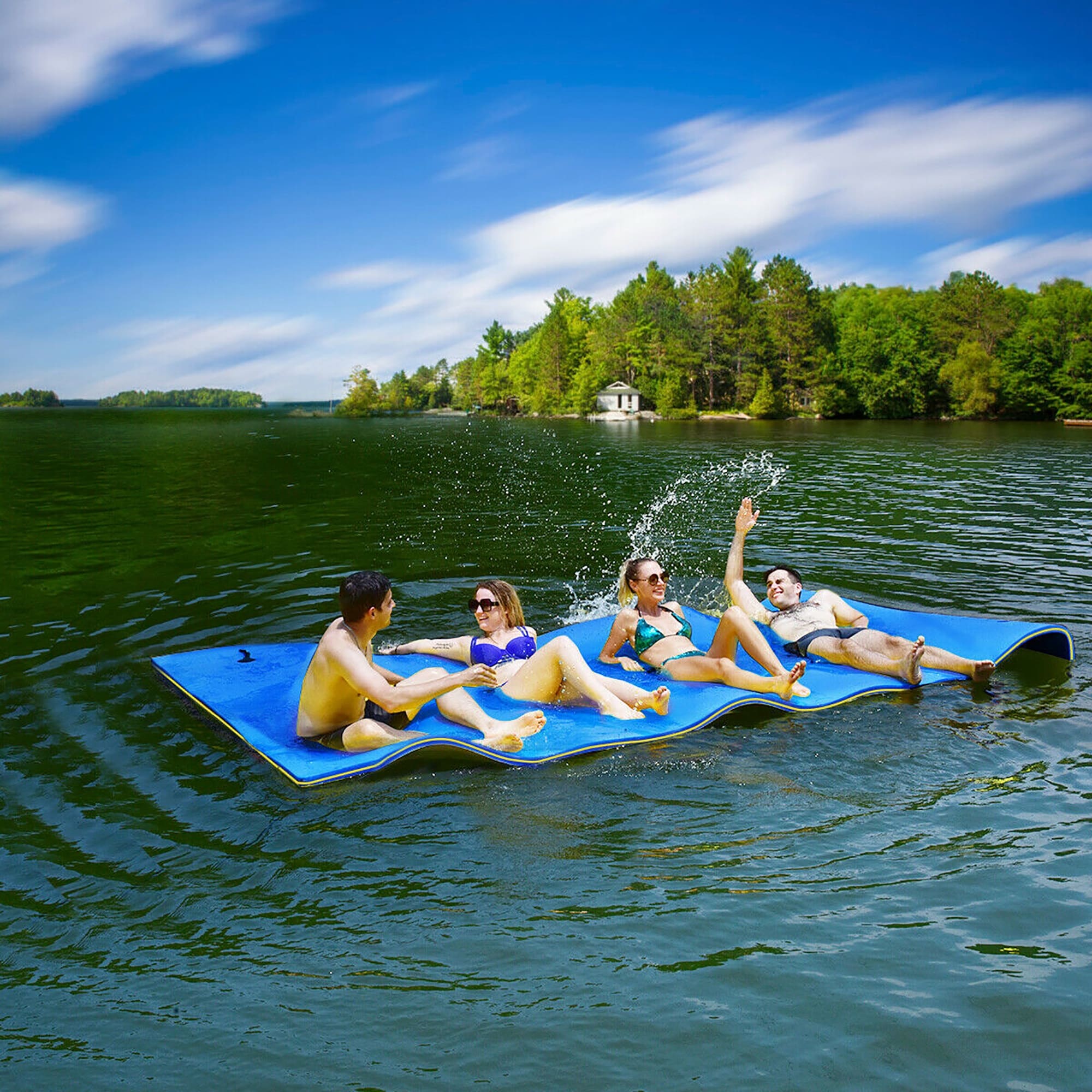Costway 3 Layer Floating Water Pad Foam Mat Water Recreation Relaxing