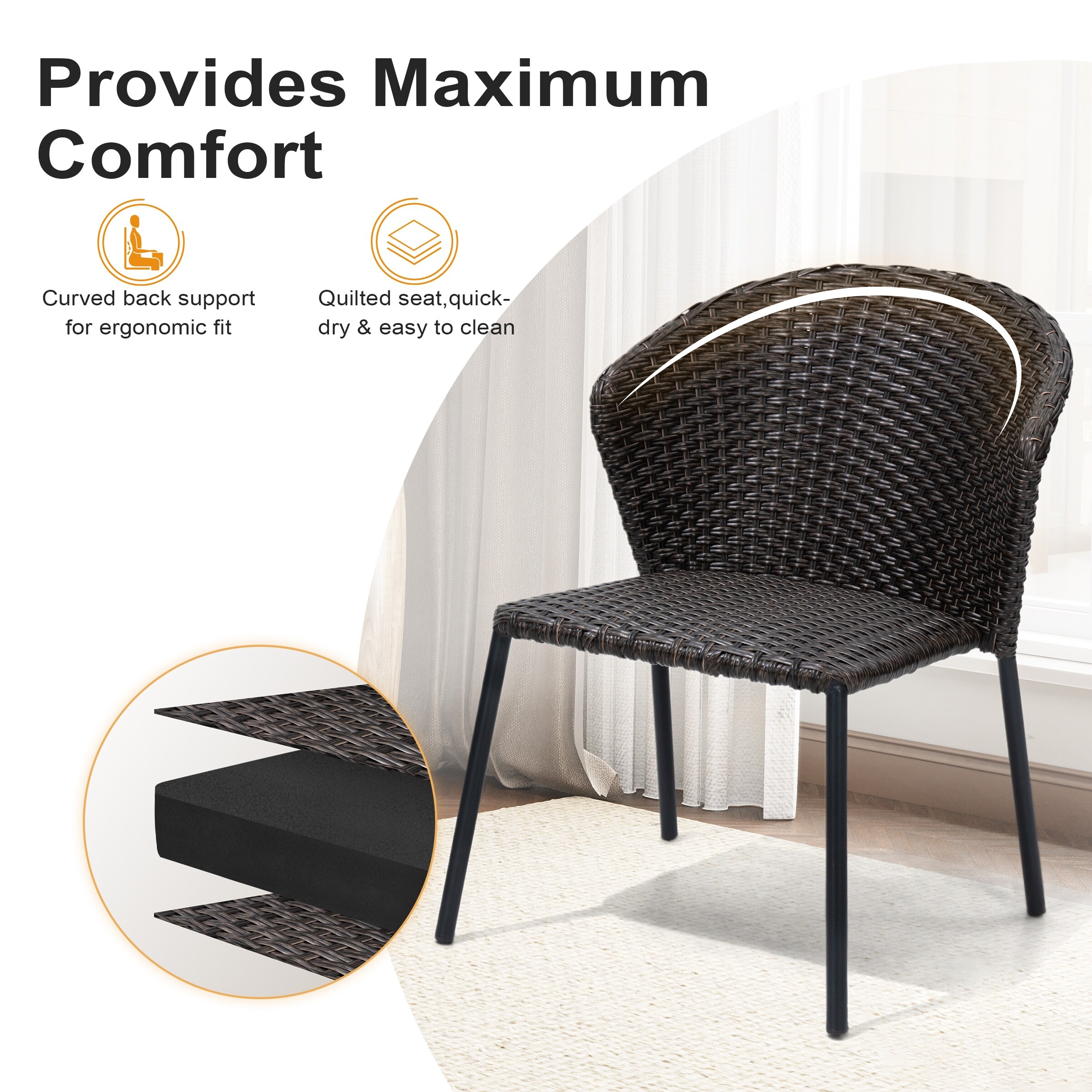 Rattan Indoor Outdoor Stack Dining Chairs by Crestlive Products