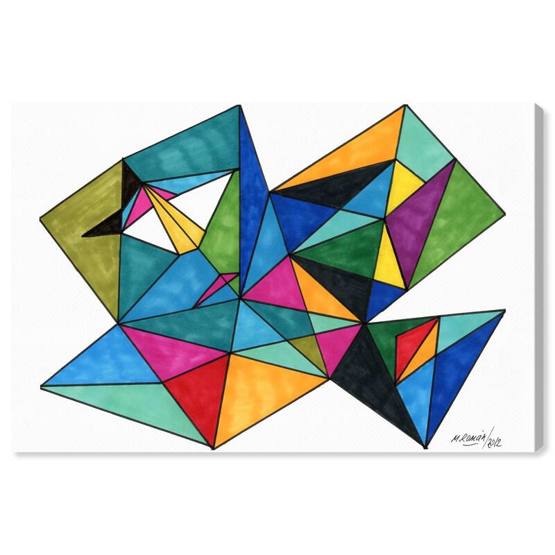 Wynwood Studio Canvas Abstract Entre Triangulos Blue and Turquoise Modern & Contemporary Wall Art Canvas Print