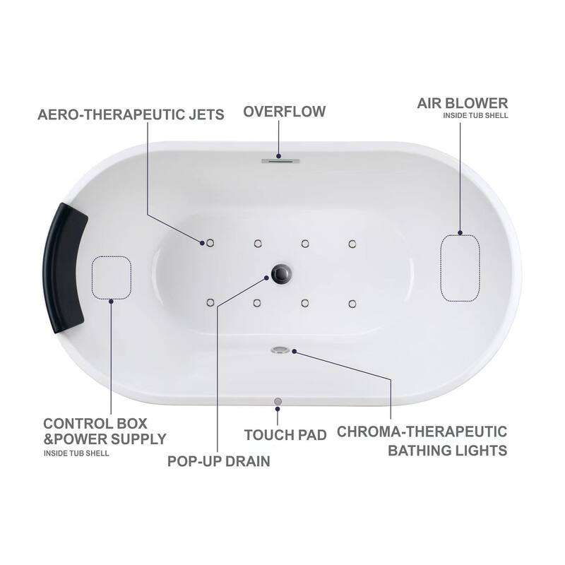 Vanity Art 67" Acrylic Freestanding Soaking Bathtub