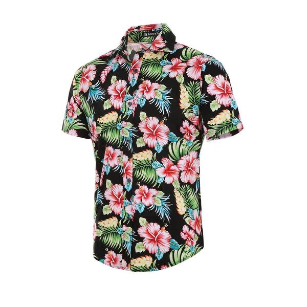 Shop Men Slim Fit Floral Print Short Sleeve Button Down Beach