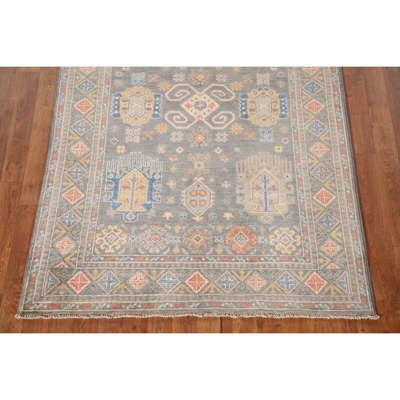 Kazak Oriental Area Rug Handmade Wool Carpet - 4'0"x 5'10"