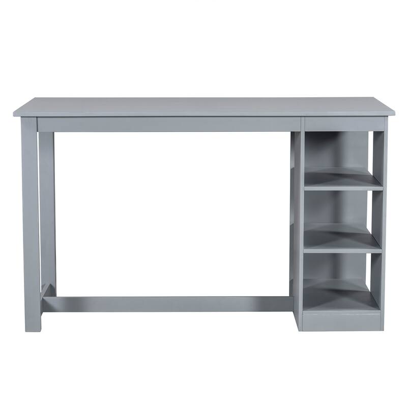 Wood Farmhouse Counter Height Dining Table Set Multi-Functional Bar Dining Table and Chairs Set with 3-Tier Storage Shelves