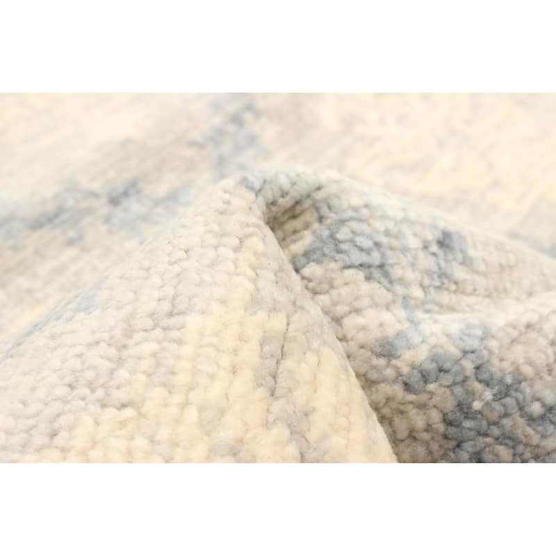 ECARPETGALLERY Hand-knotted Silk Shadow Grey Wool Rug - 2'7 x 9'9
