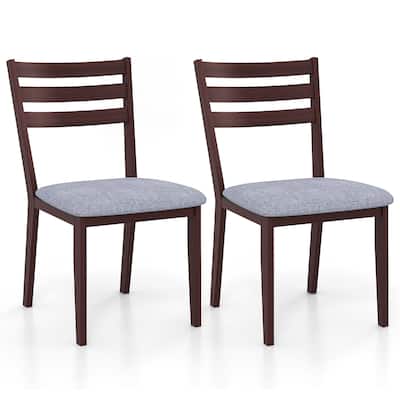 Gymax Upholstered Dining Chair Set of 2 Armless Cushioned Seat Hollow
