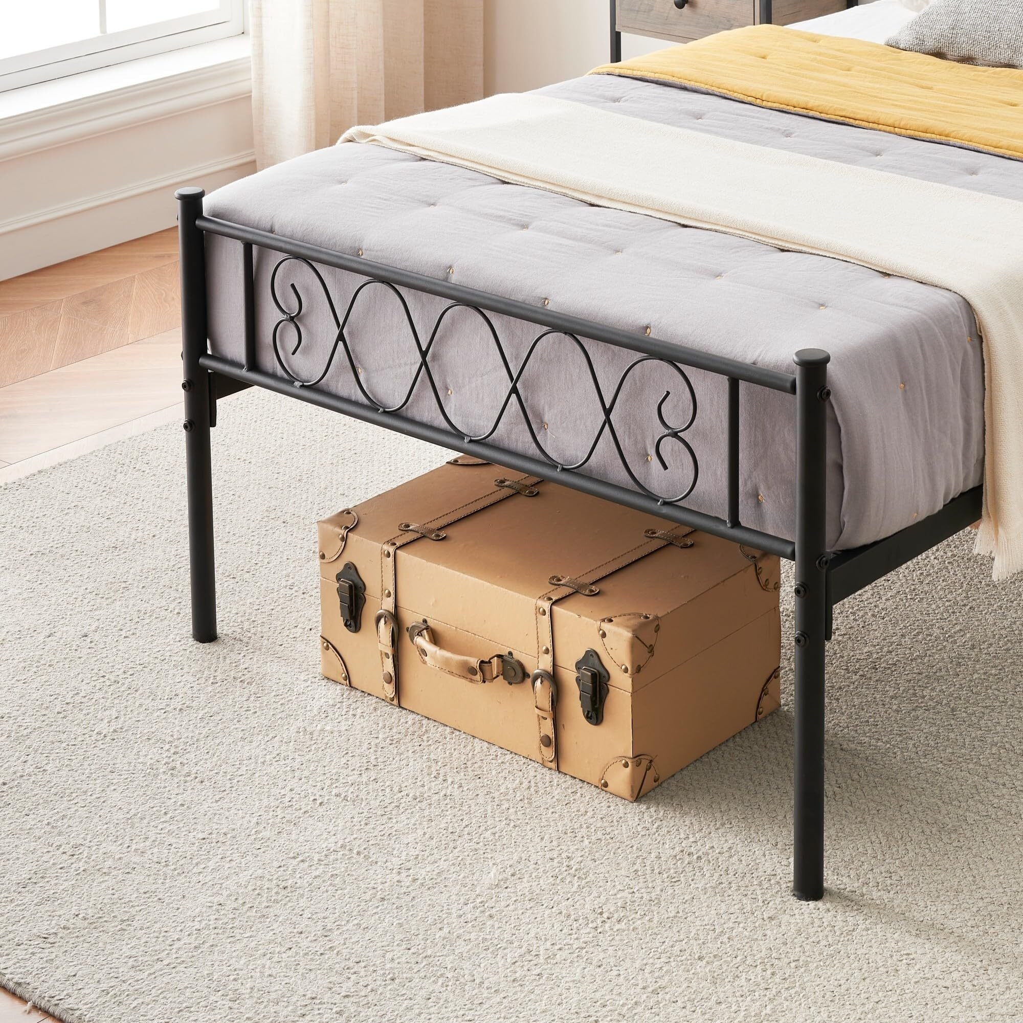 Metal Platform Bed Frame with Headboard and Footboard - Bed