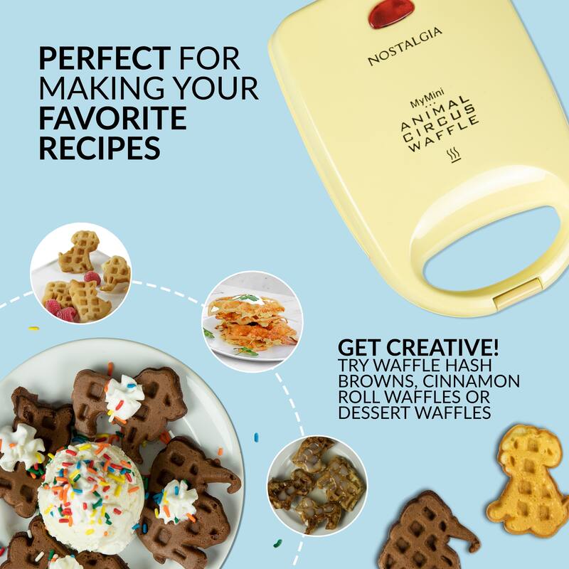 Nostalgia MANWFL4YW MyMini Animal Circus Waffle Maker