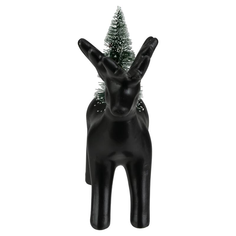 7.5" LED Lighted Ceramic Standing Reindeer with Christmas Tree Warm White Lights