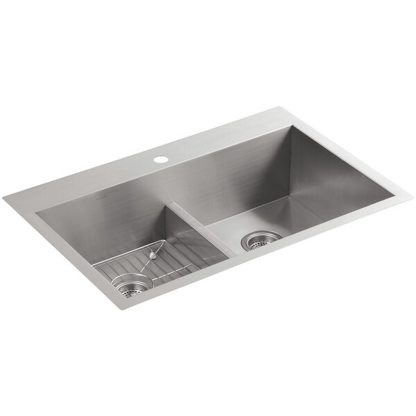 Kohler K 3838 1 Vault 33 Double Equal Basin Top Mount Under Mount 18 Gauge Stainless Steel Kitchen Sink With Smart Divide