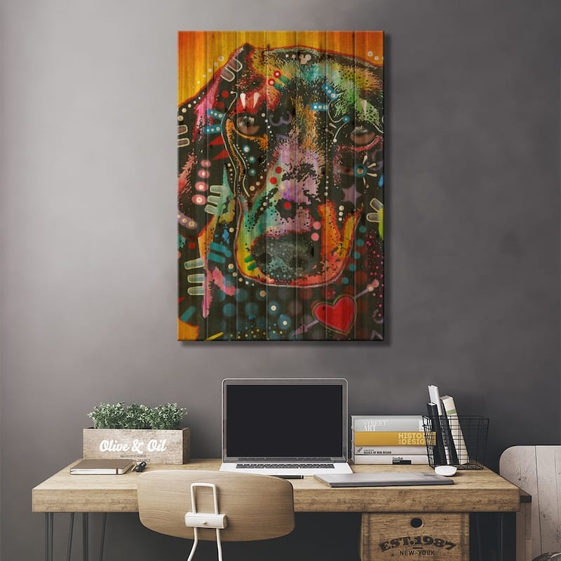 Brilliant Dachshund Print On Wood by Dean Russo - Multi-Color
