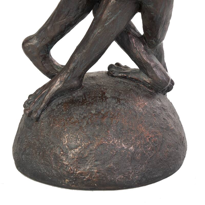 Bronze Resin Patina Dancing Frog Decorative Sculpture with Rock Base