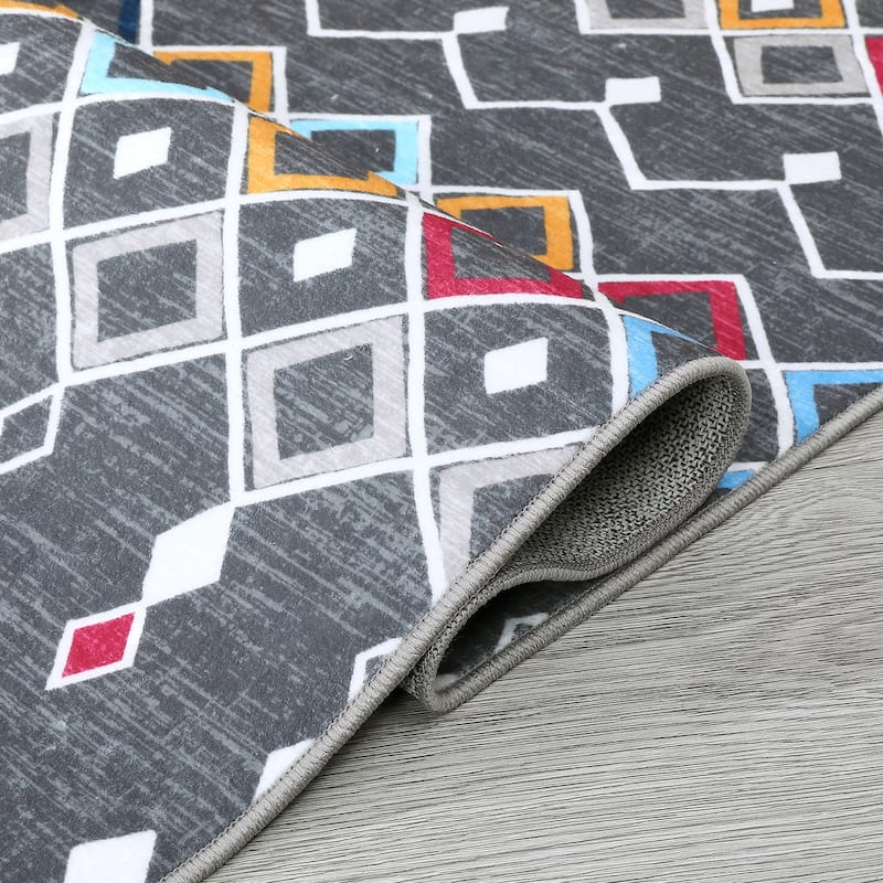 Garvee Boho Area Rug Geometric Printed Faux Wool Soft Floor Cover
