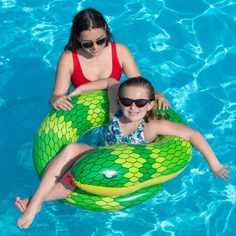 28" Green and Yellow Snake Swimming Pool Inner Tube Float