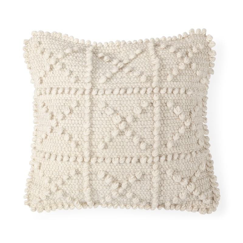 Leroy 18 x 18 Cream Raised Pattern Detail Decorative Pillow Cover - Pillow Covers - 18.0L x 18.0W x 0.1H - Cream - Single