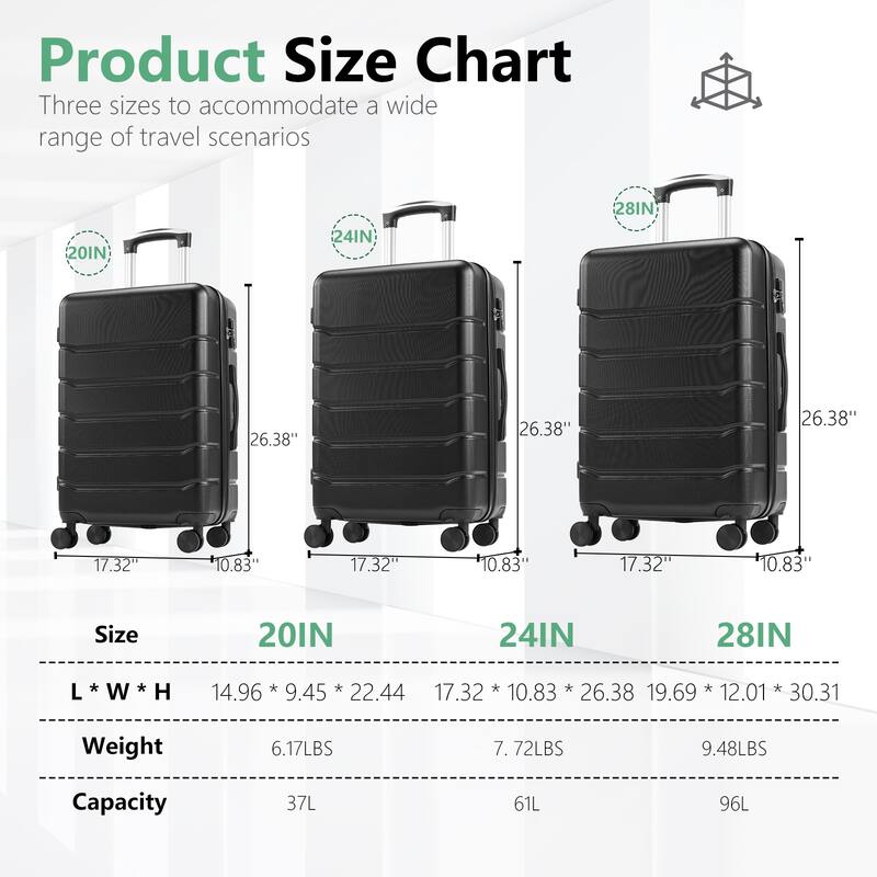 Hard Shell ABS, Double Spinner Wheels Lightweight Suitcase TSA Lock