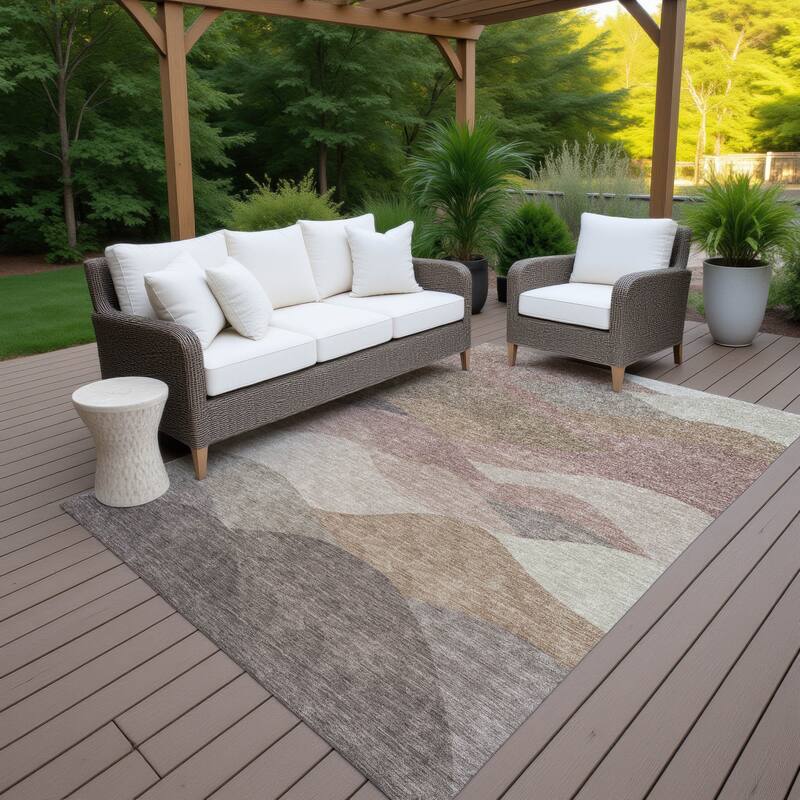 Machine Washable Indoor/ Outdoor Modern Horizon Chantille Rug