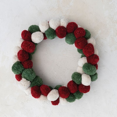Wool Pom Pom Wreath