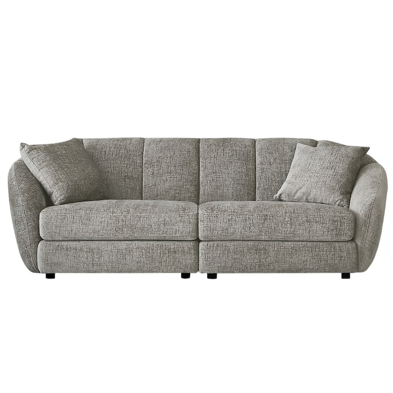 Slope Arm Chenille Fabric Rectangle Sectional Sofa Scallop Sofa