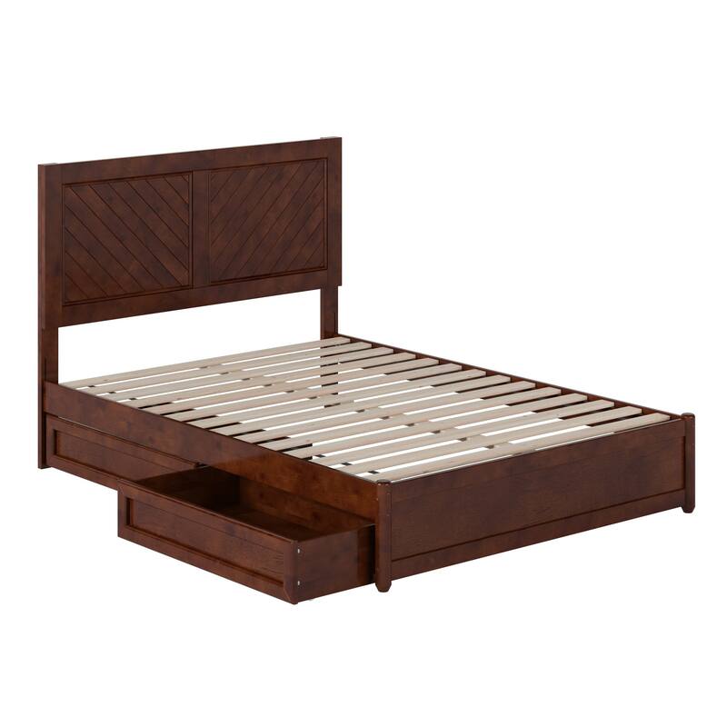 Clayton Platform Bed with Panel Footboard and Storage Drawers