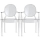 preview thumbnail 1 of 21, Set of 2 Dining Stackable Chair With Arms Molded Transparent Stacking Plastic For Restaurant Office Desk Kitchen Outdoor Patio
