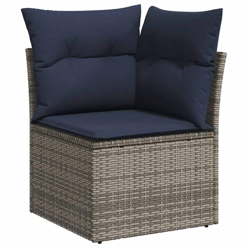 vidaXL Patio Sofa Set with Cushions Table and Couches 7 Piece Poly Rattan - 24.4" x 24.4" x 27.2"