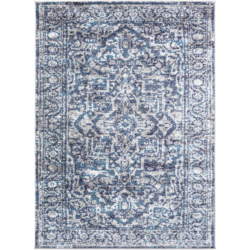 Livabliss Abbas Navy/Gray Vintage Traditional Area Rug