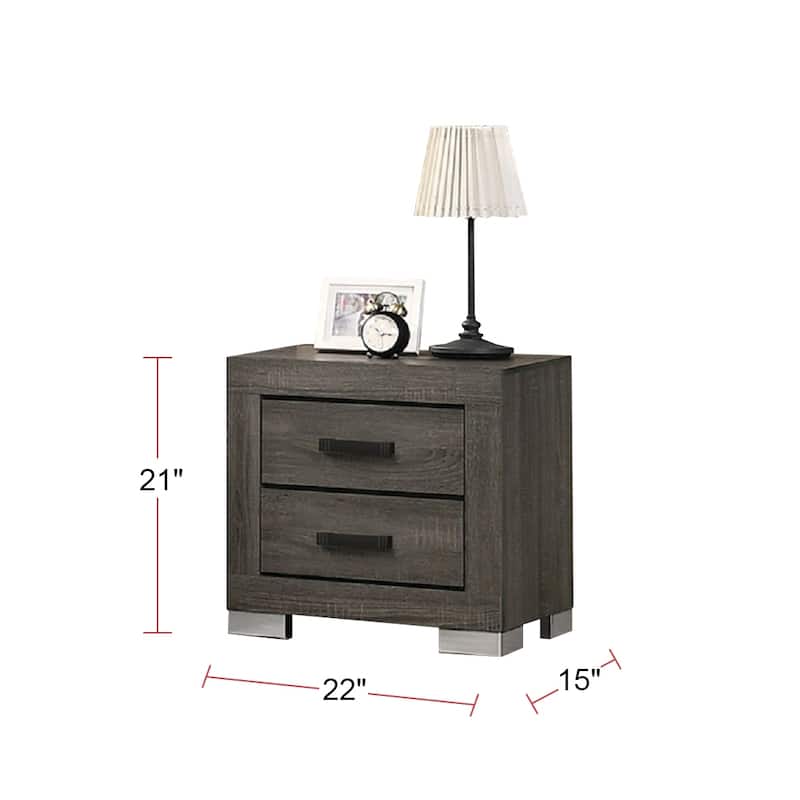 Grey Nightstand With Black Handles