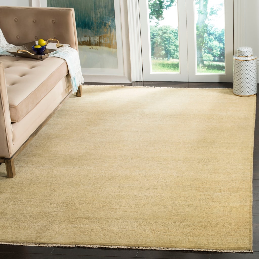 SAFAVIEH Couture Handmade Tabriz Door Traditional Green / Ivory Wool