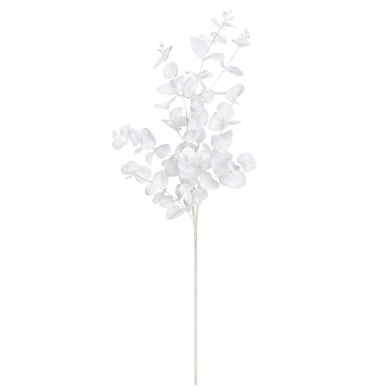 Set of 3 White Artificial Eucalyptus Leaf Stem Plant Greenery Foliage Spray Branch 36in - 36" L x 10" W x 7" DP