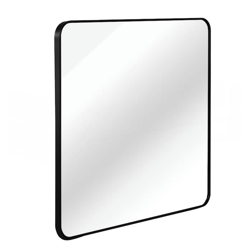 30 in x 30 in Black Metal Framed Square Bathrrom Mirror for Wall