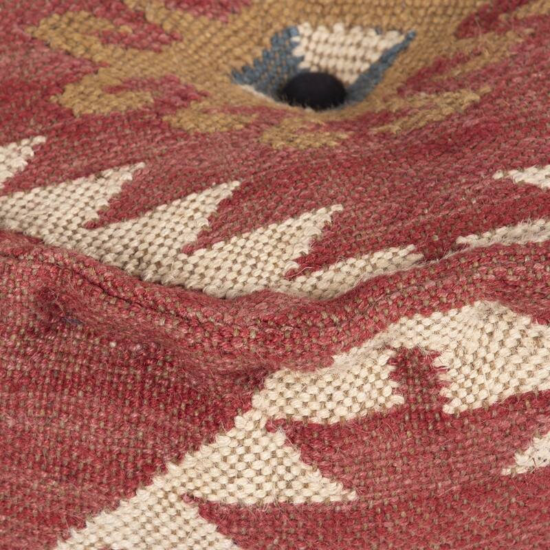 HERAT ORIENTAL Handmade Wool & Jute Upholstered Pouf
