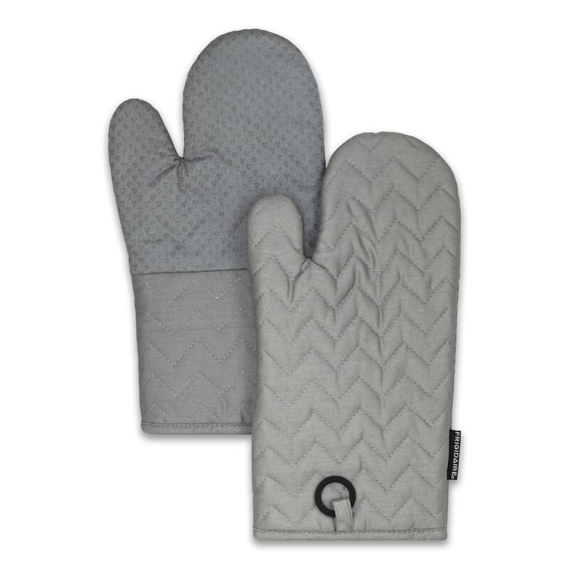 Grey Heat Resistant Thick Soft Quilted Lining Kitchen Oven Glove Mitts With Silicone Treatment - 1 Pair - 1 Pair - Grey