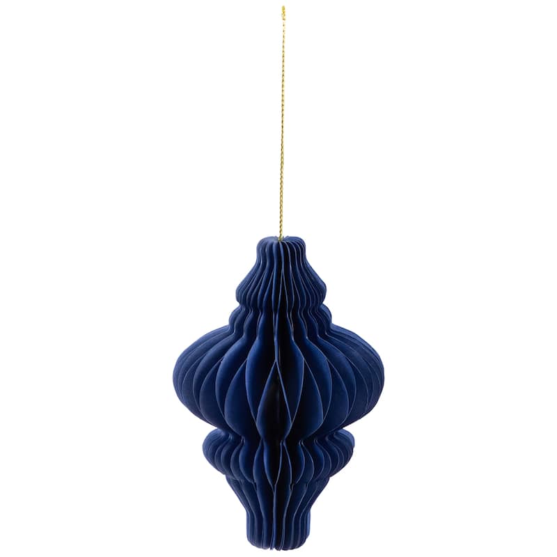 Accordion Honeycomb Foldable Paper Christmas Ornaments - 4" - Navy Blue - Set of 4