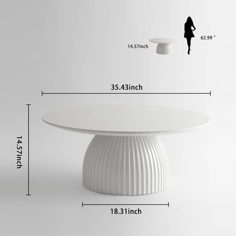 Round Coffee Table Solid Wood Base