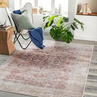 Livabliss Eutychos Traditional Floral Machine Washable Area Rug