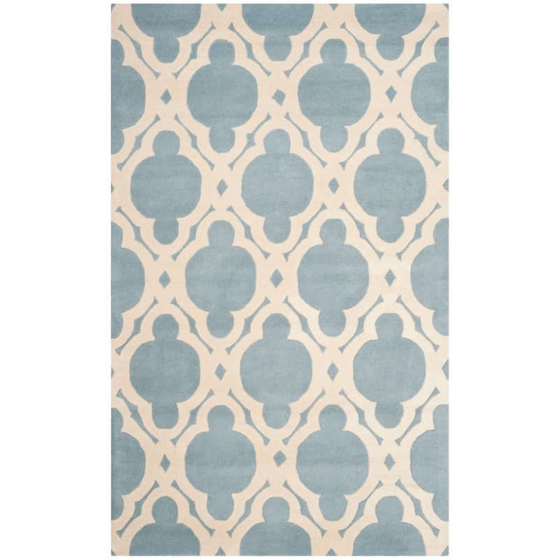 SAFAVIEH Handmade Chatham Naemi Modern Wool Rug - 4' x 6' - Blue/Ivory