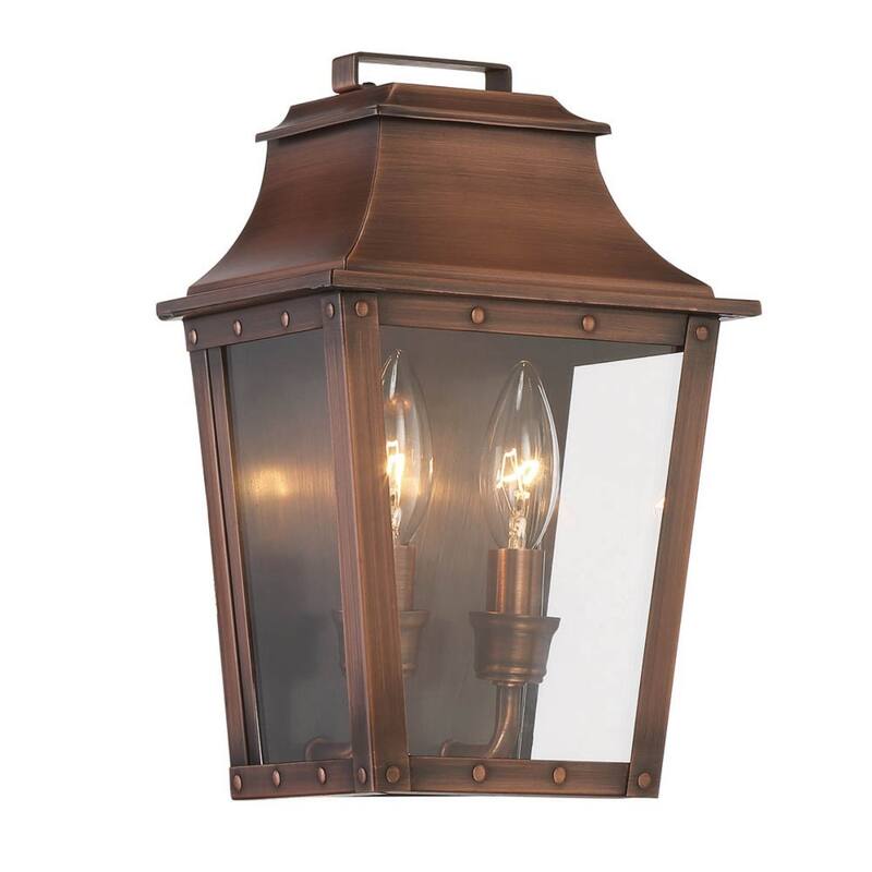2-Light Pocket Wall Lantern Asian Design with Tapered Glass Shades - 5.25” x 7.50” x 11.50”