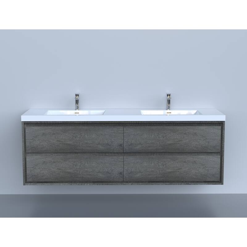 Sage 72" wall mounted bathroom vanity with double basin acrylic top