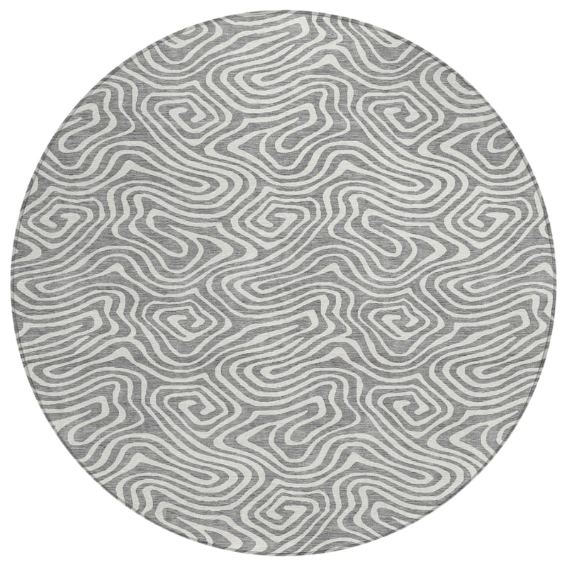 Machine Washable Indoor/ Outdoor Modern Trance Chantille Rug