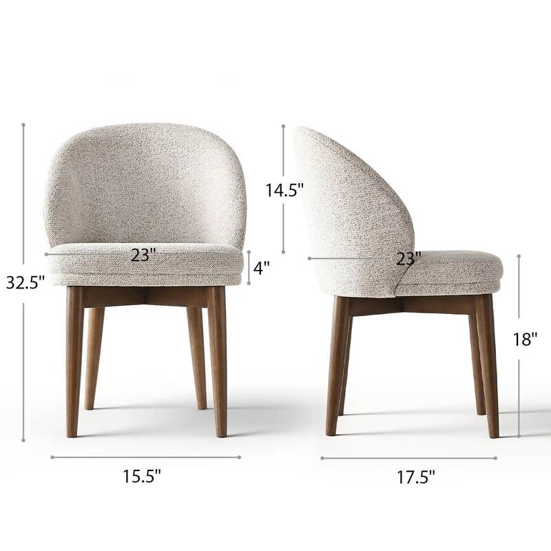 Upholstered Barrel Dining Chair With Walnut Legs (Set of 2)