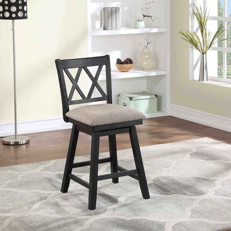 Brookline Wooden Linen Swivel Dining Room Barstool