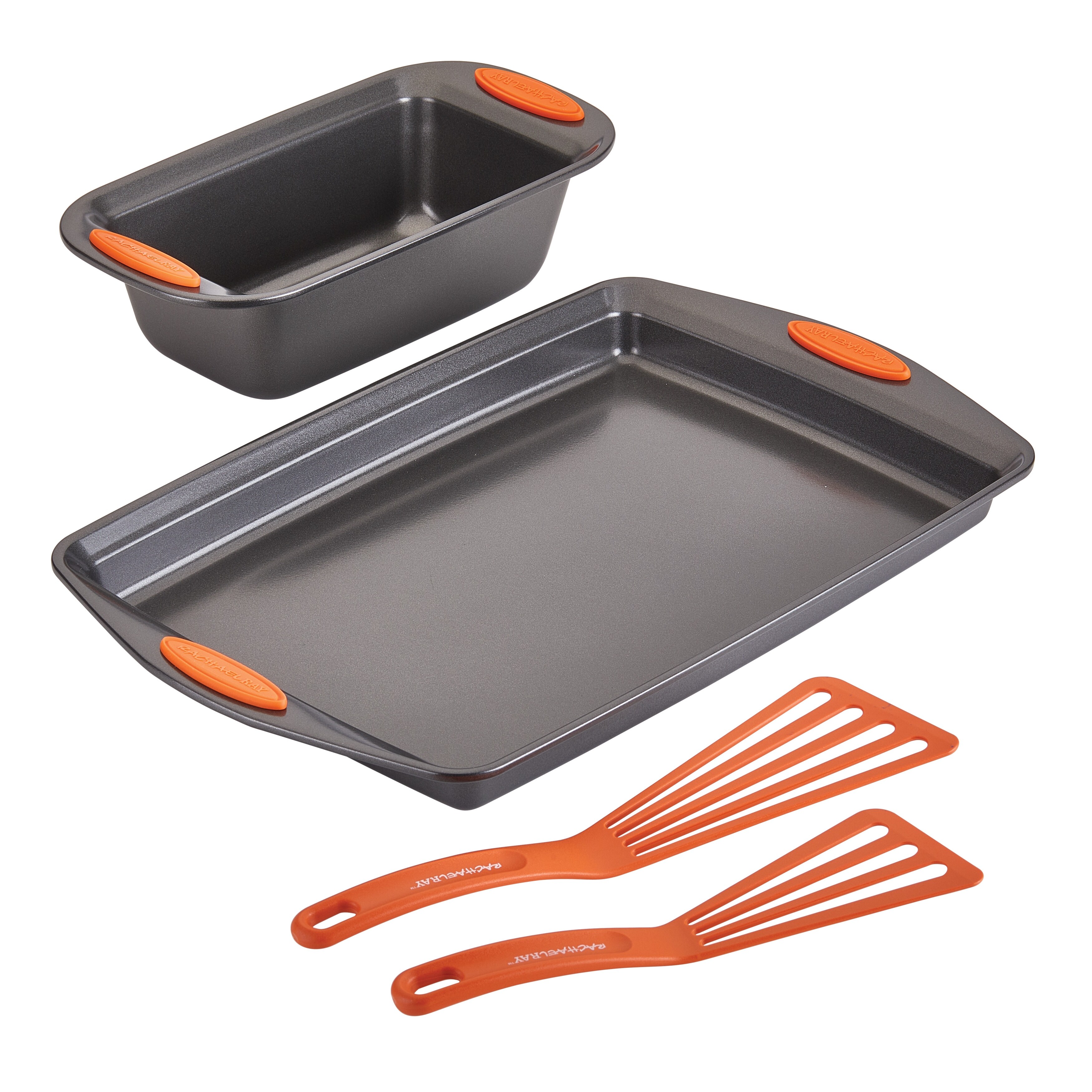 Rachael Ray Bakeware Cookie Sheet Loaf Pan Utensil 4PC Set