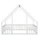 preview thumbnail 4 of 7, Full Size Wood House-Shaped Floor Bed with Fence and Guardrails, White