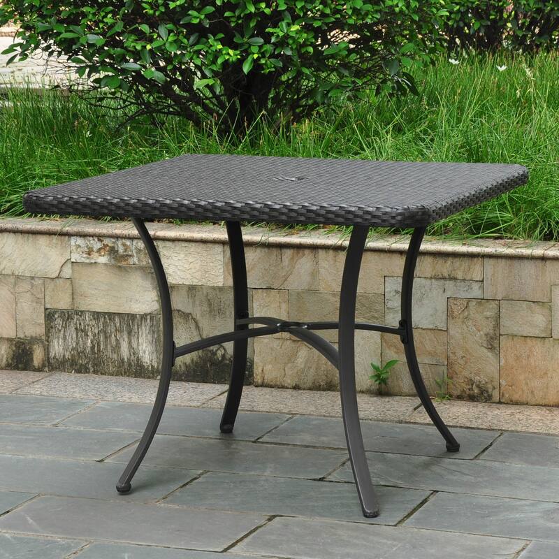 International Caravan Barcelona Resin Wicker/Aluminum 39-inch Square Outdoor Dining Table - Antique Black
