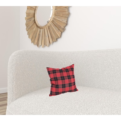 HomeRoots 14" X 14" Black and Red Check Polyester Zippered Pillow