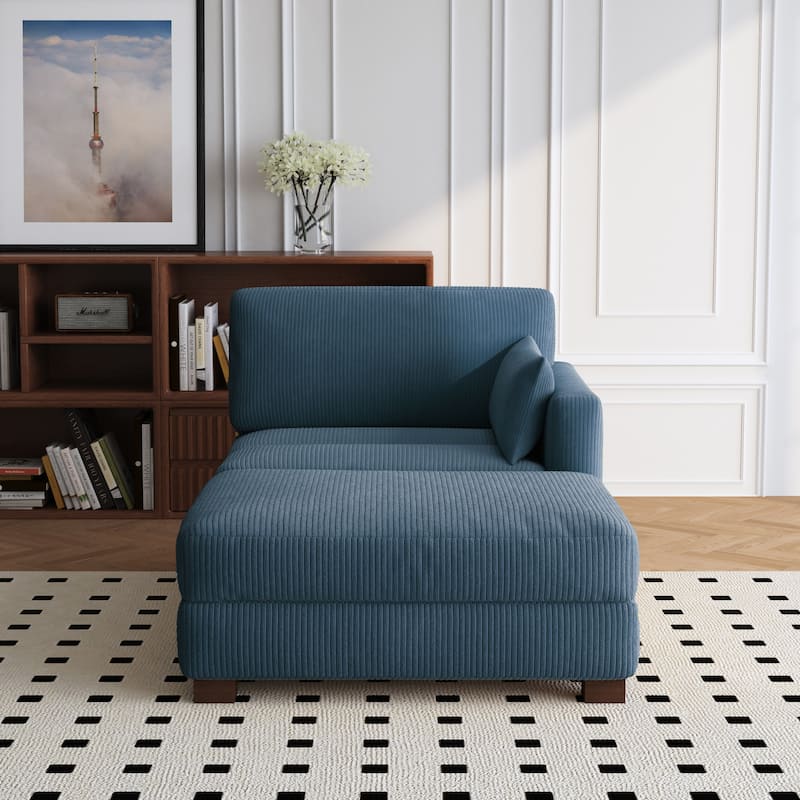 Modern 43'' Corduroy Comfy Sectional Chaise Lounge with Pillow