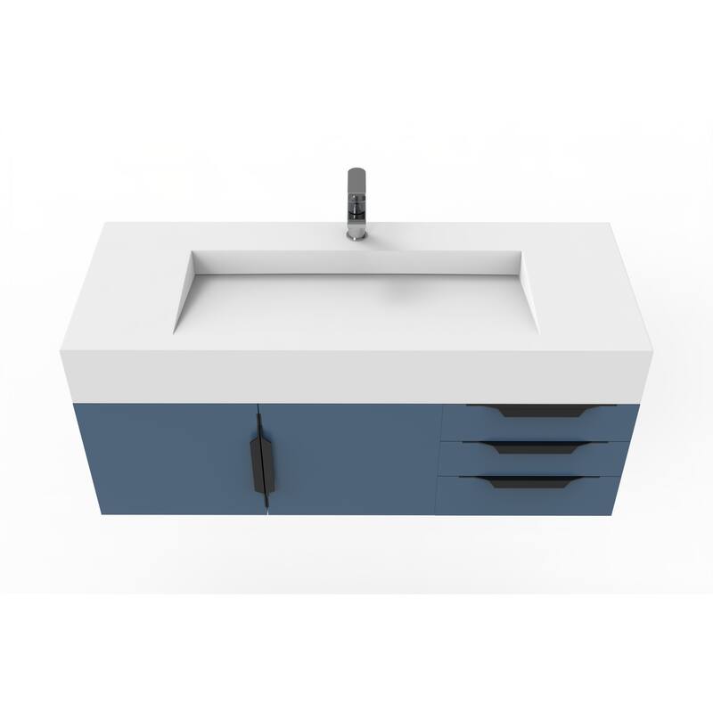 Nile 48" Wall Mounted Bathroom Vanity Set w/ White Top